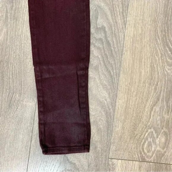 J Brand Super Skinny Lacq Pinot Waxed Coated Jeans Pant Denim burgundy Size 25 - Picture 8 of 15